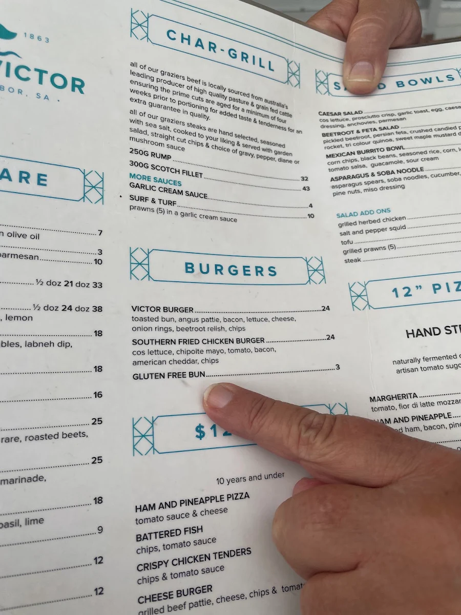 Menu, Hotel Victor