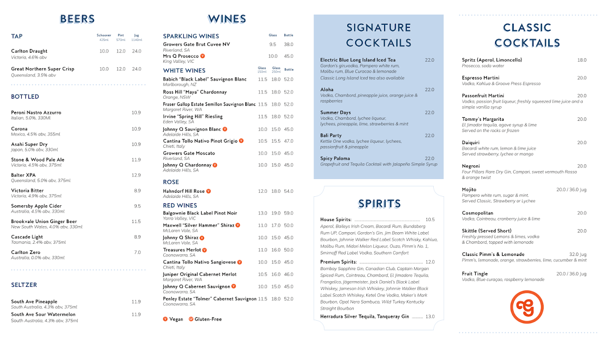 Menu, The Groove Train Blackburn