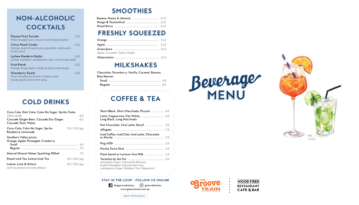 Menu, The Groove Train Blackburn