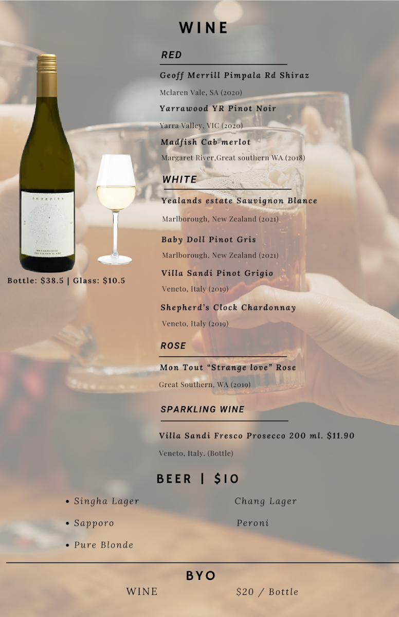 Menu, Home Thai (Bondi Junction)