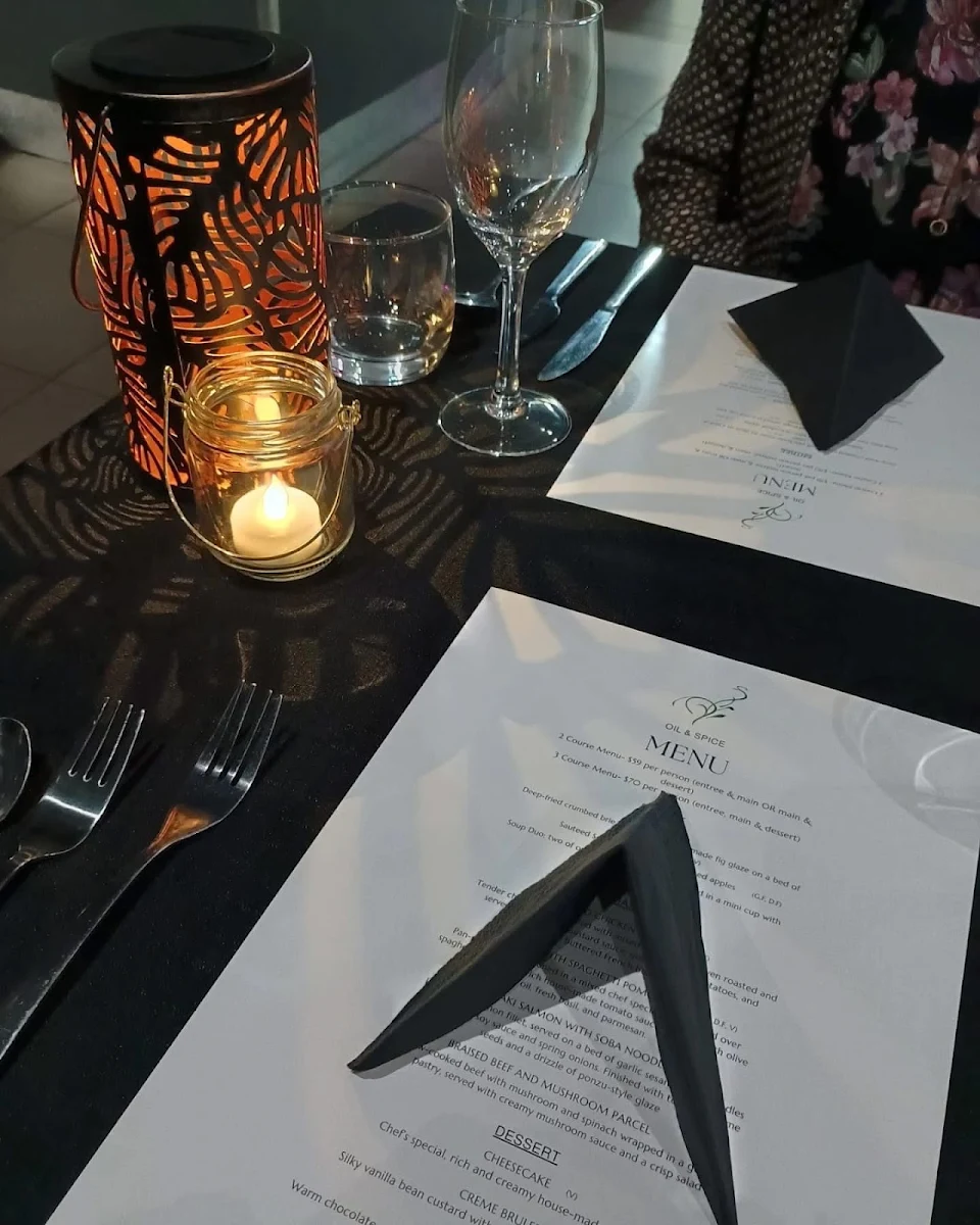 Menu, Oil & Spice Cafe and Restaurant