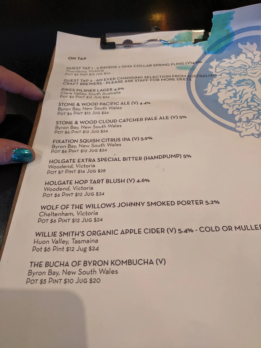 Menu, Green Man's Arms
