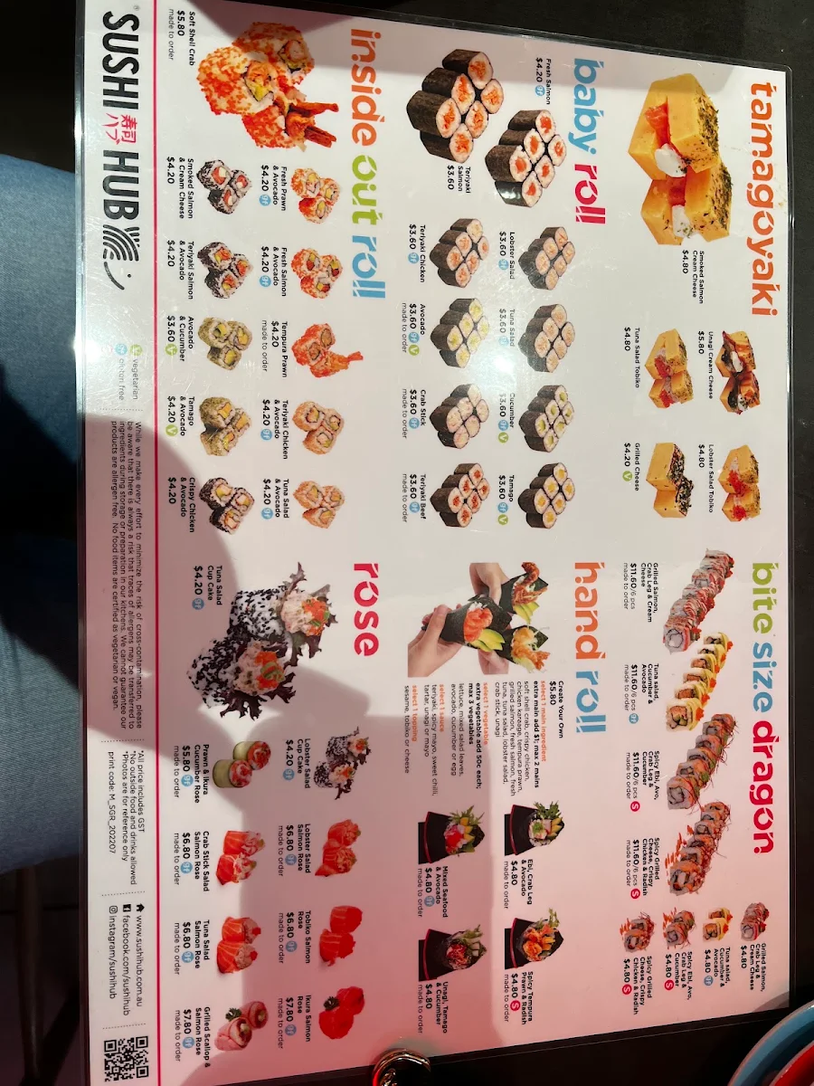 Menu, Sushi Hub Potts Point