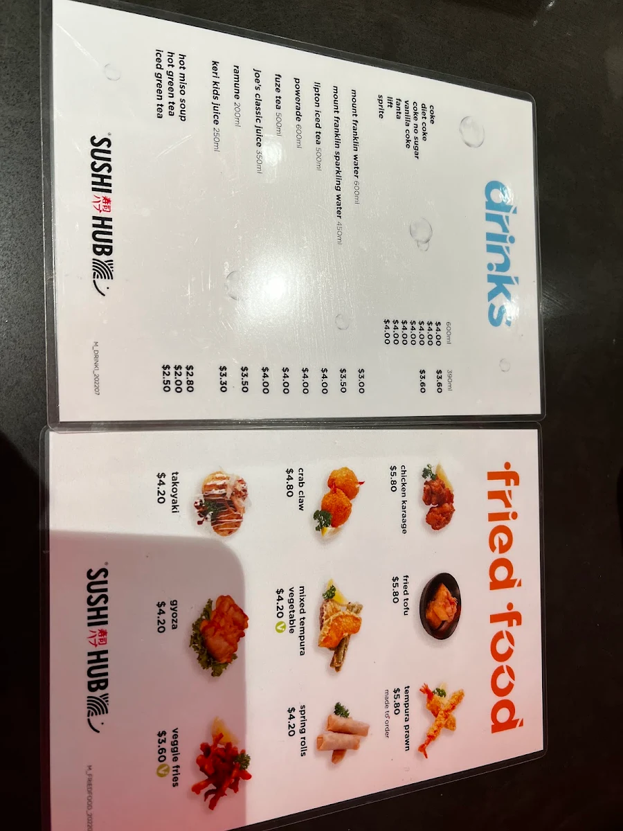 Menu, Sushi Hub Potts Point