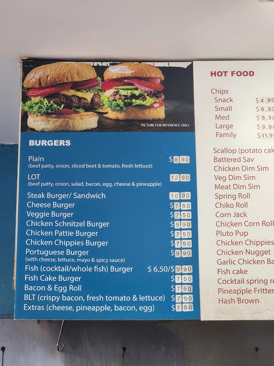 Menu, Georges Take Away Foods