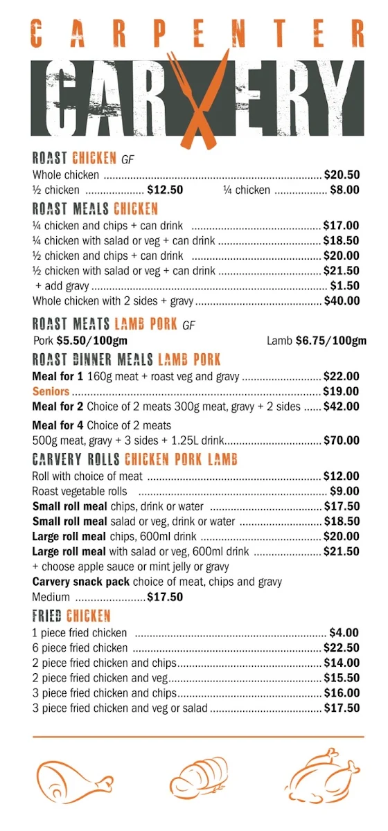 Menu, Carpenter Carvery