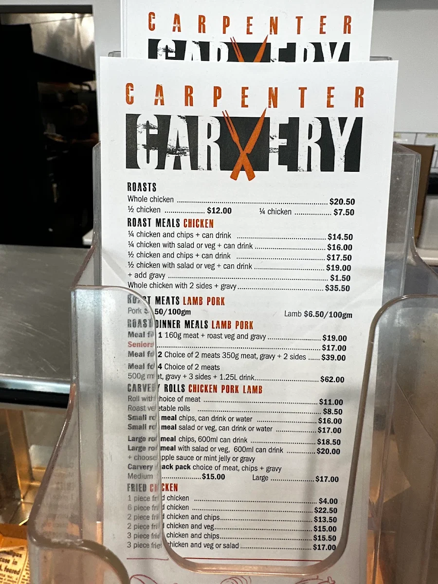 Menu, Carpenter Carvery