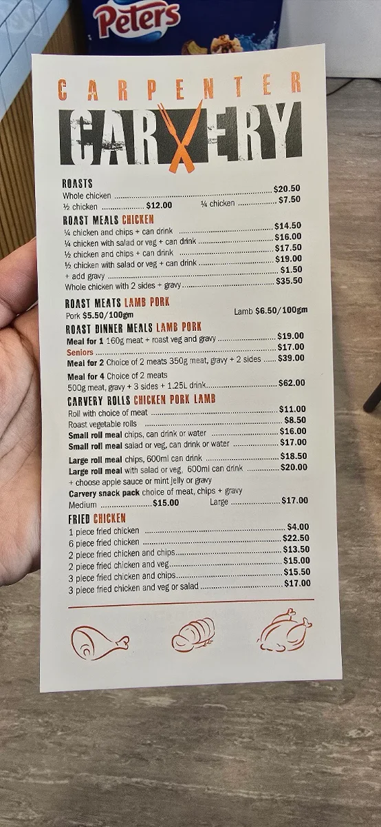 Menu, Carpenter Carvery