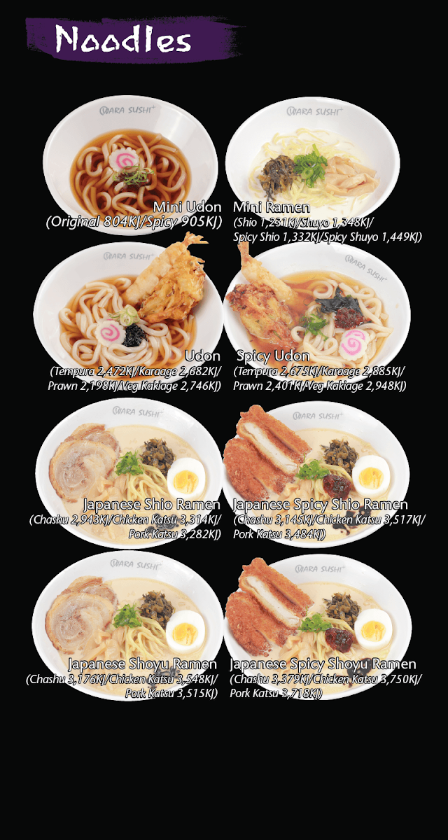 Menu, Wara Sushi