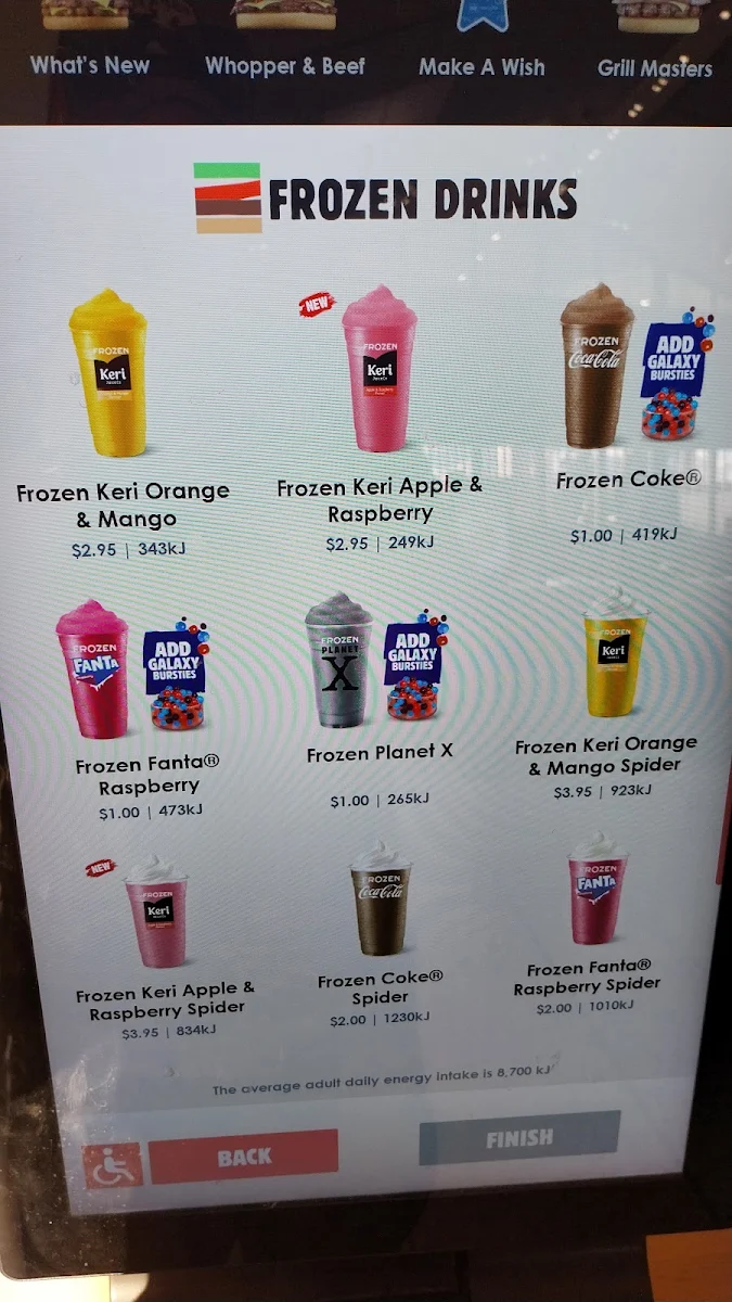 Menu, Hungry Jack's Burgers Pheasants Nest Sth