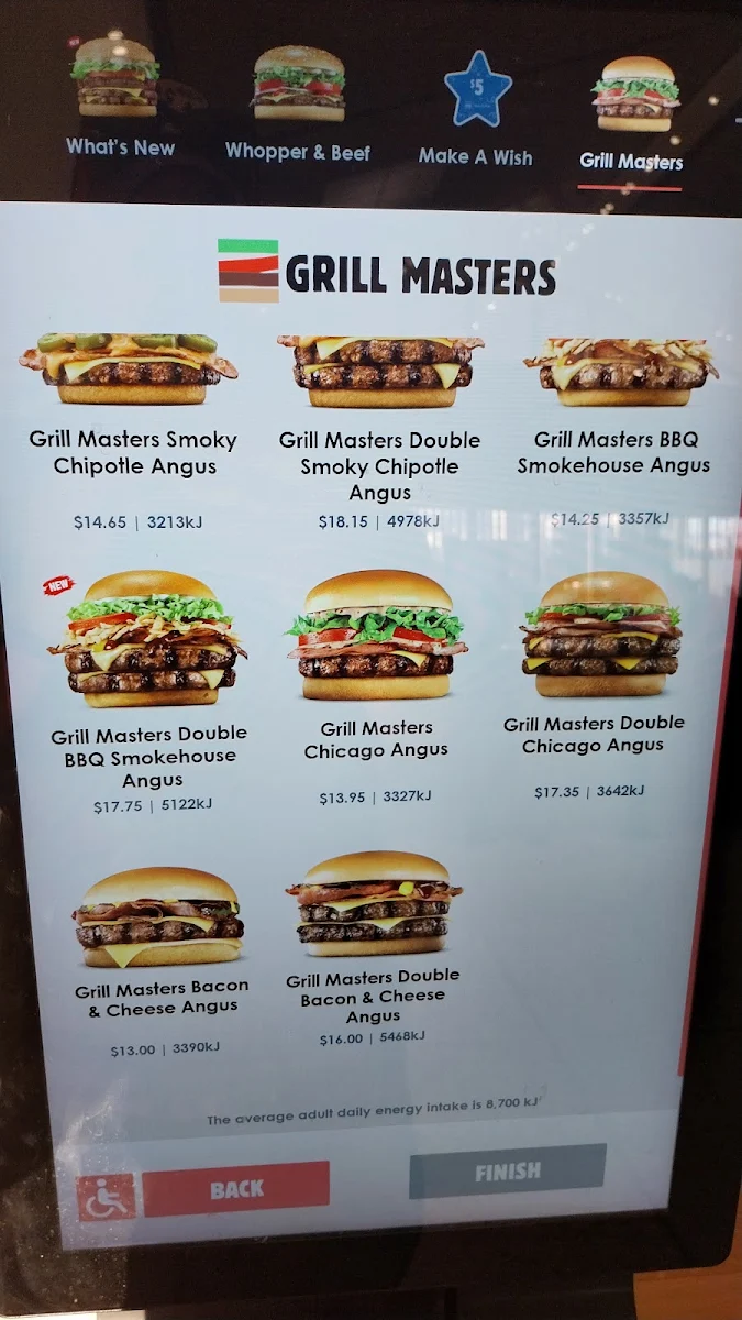 Menu, Hungry Jack's Burgers Pheasants Nest Sth
