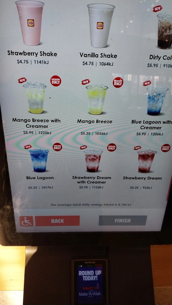 Menu, Hungry Jack's Burgers Pheasants Nest Sth