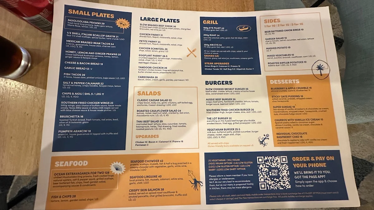 Menu, Kings Beach Tavern
