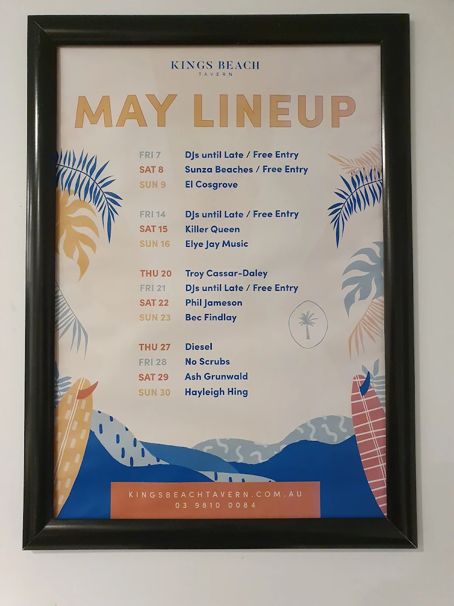 Menu, Kings Beach Tavern