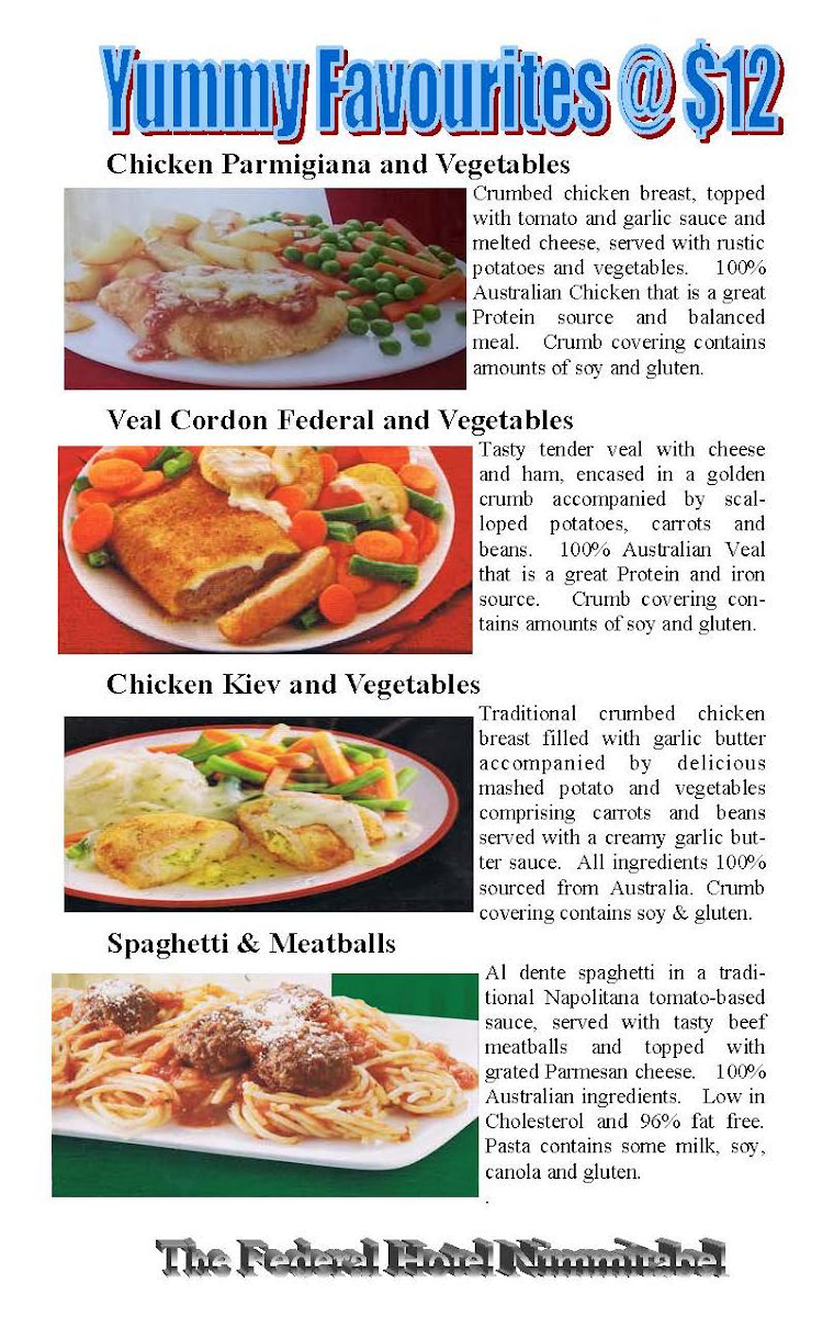 Menu, Drovers Bistro