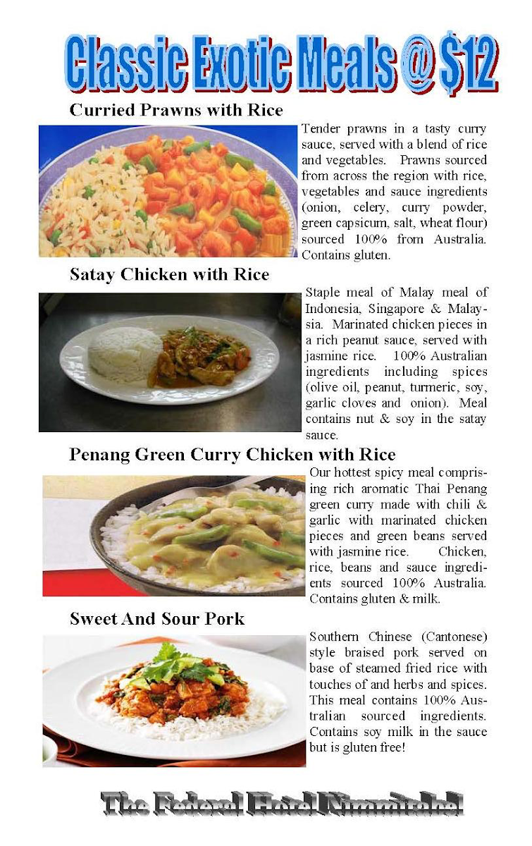 Menu, Drovers Bistro