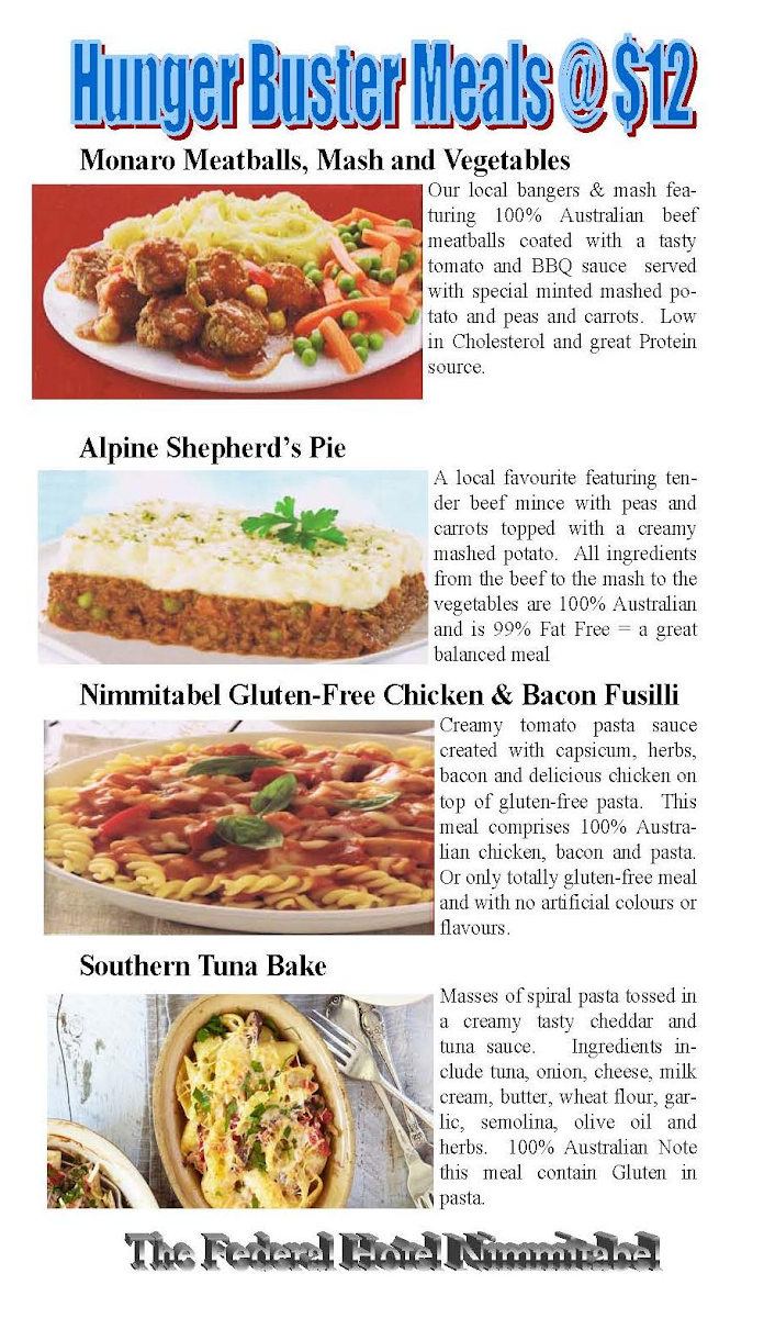 Menu, Drovers Bistro