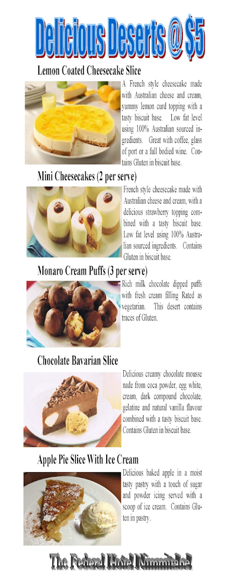 Menu, Drovers Bistro