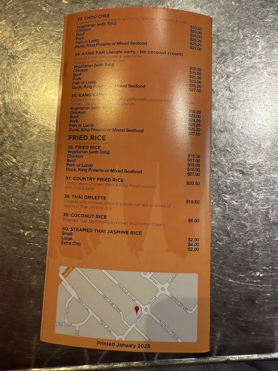 Menu, Suban Thai Restaurant
