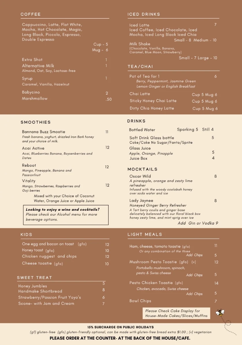 Menu, Beekeeper's Table