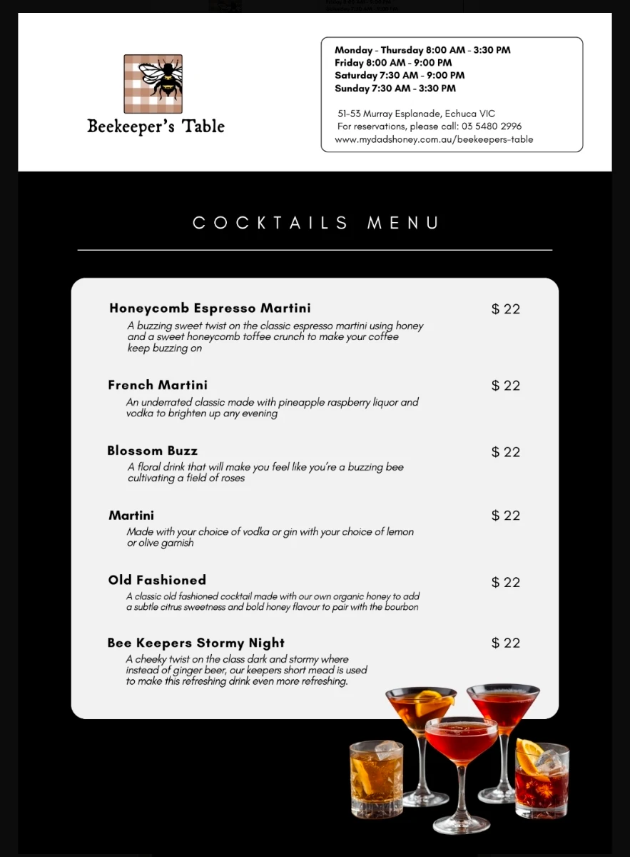 Menu, Beekeeper's Table