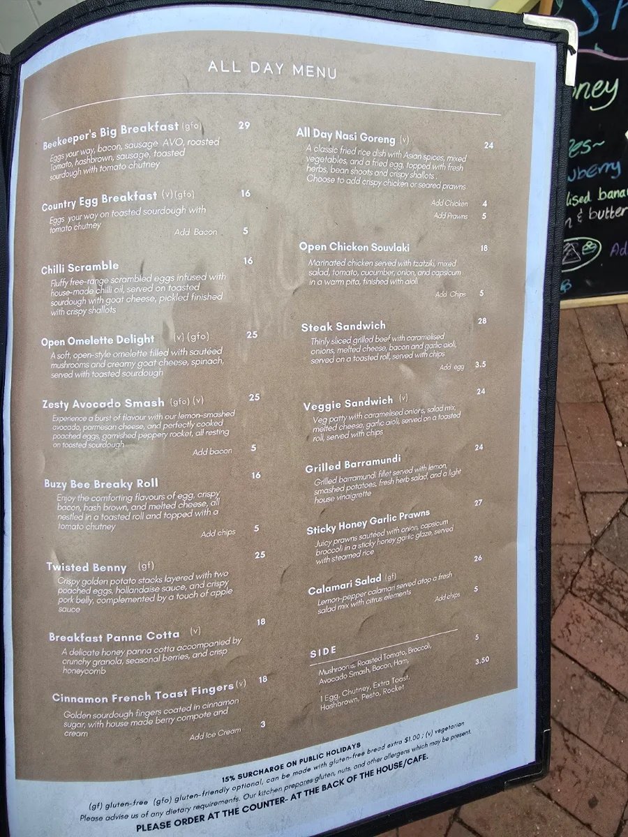Menu, Beekeeper's Table