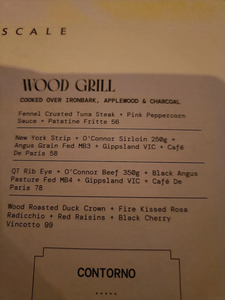 Menu, Pascale Bar & Grill