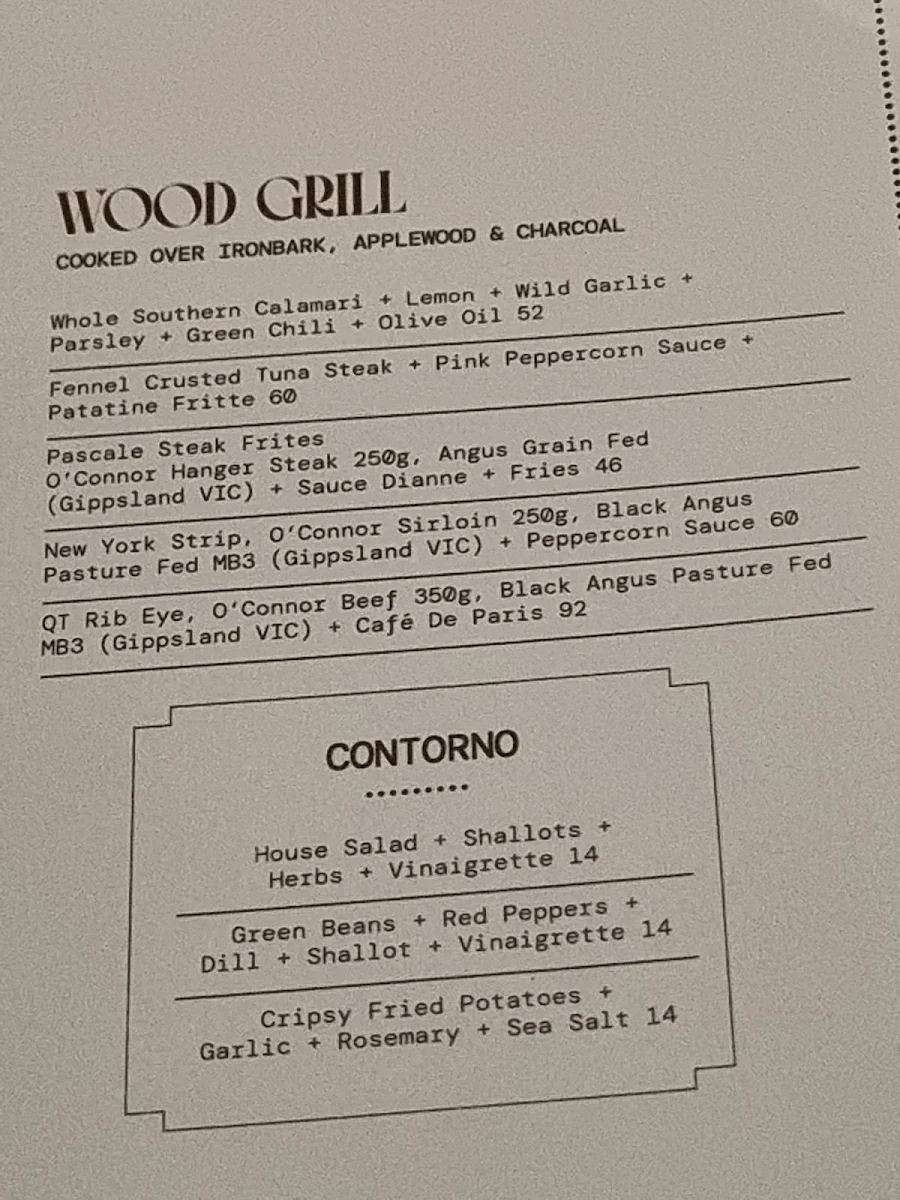 Menu, Pascale Bar & Grill