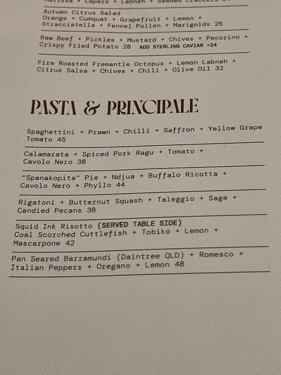 Menu, Pascale Bar & Grill