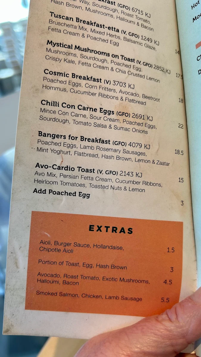 Menu, The Shed Cafe - Schofields