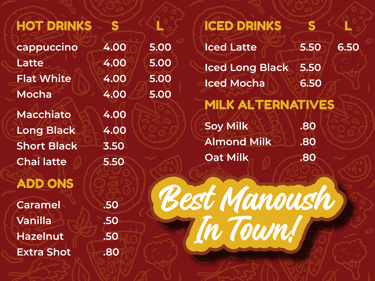 Menu, Kaakeh Al Mina Lebanese Bakery