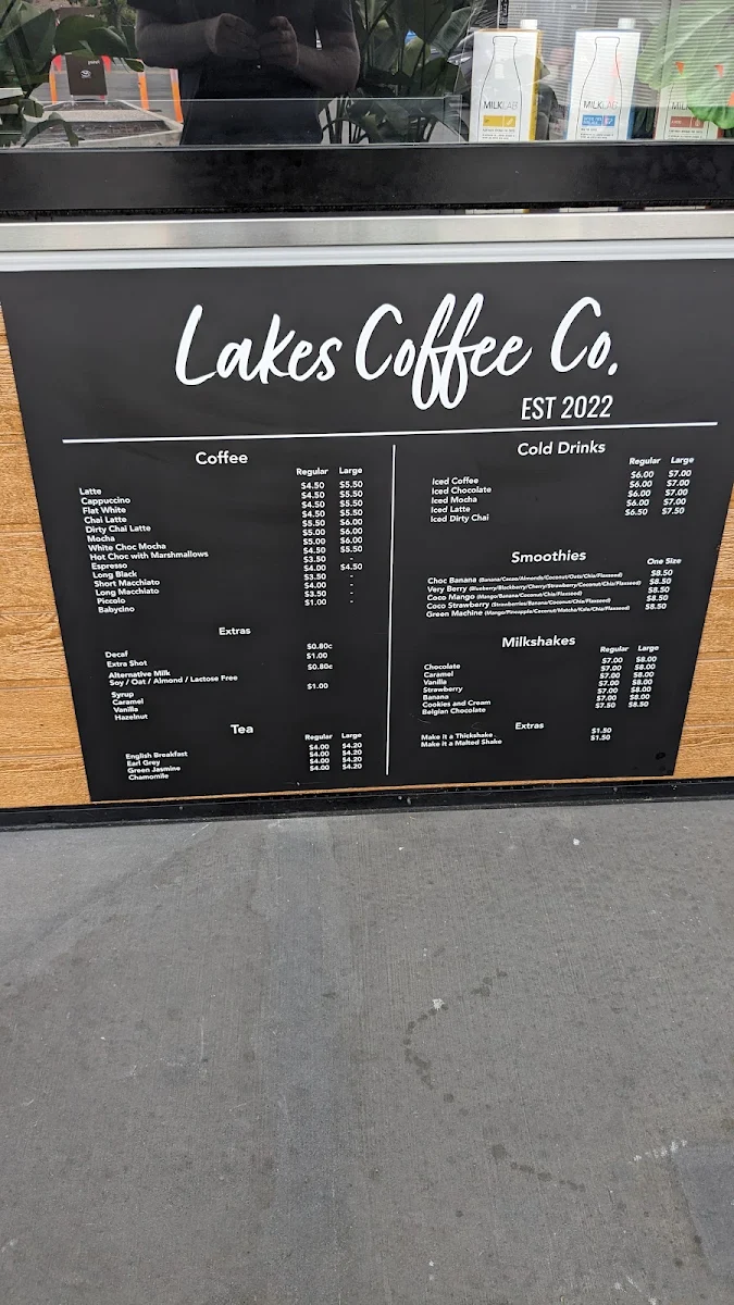 Menu, Lakes Coffee Co
