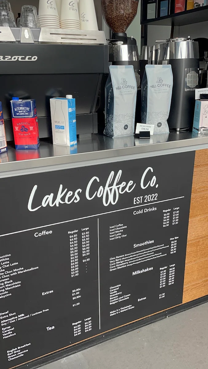Menu, Lakes Coffee Co