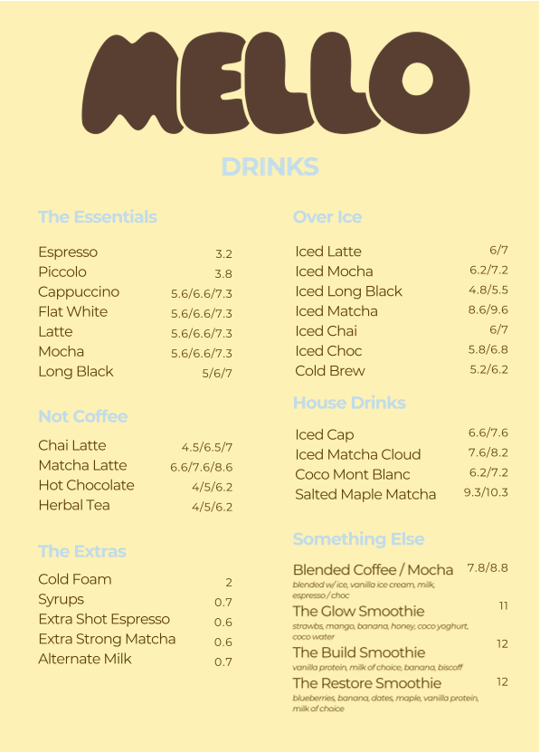 Menu, mellogrounds