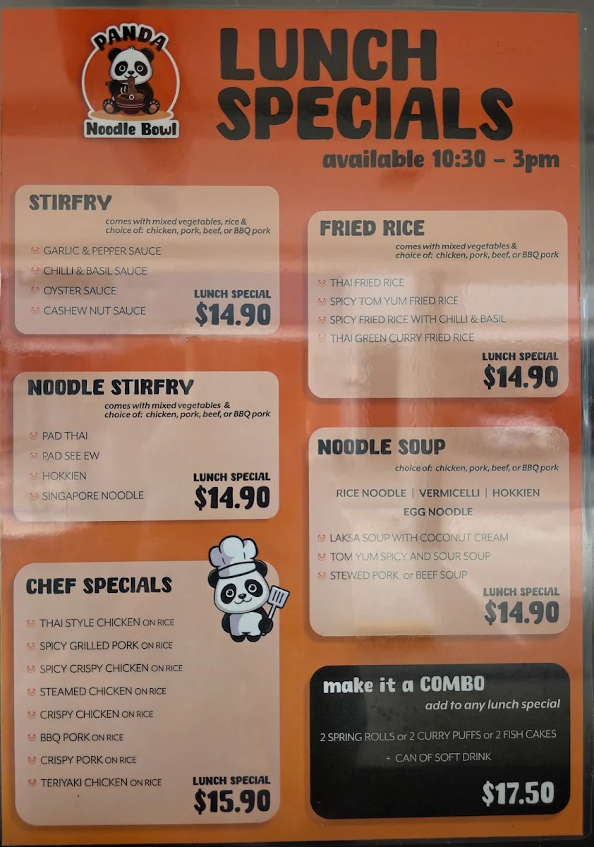 Menu, Panda Noodle Bowl