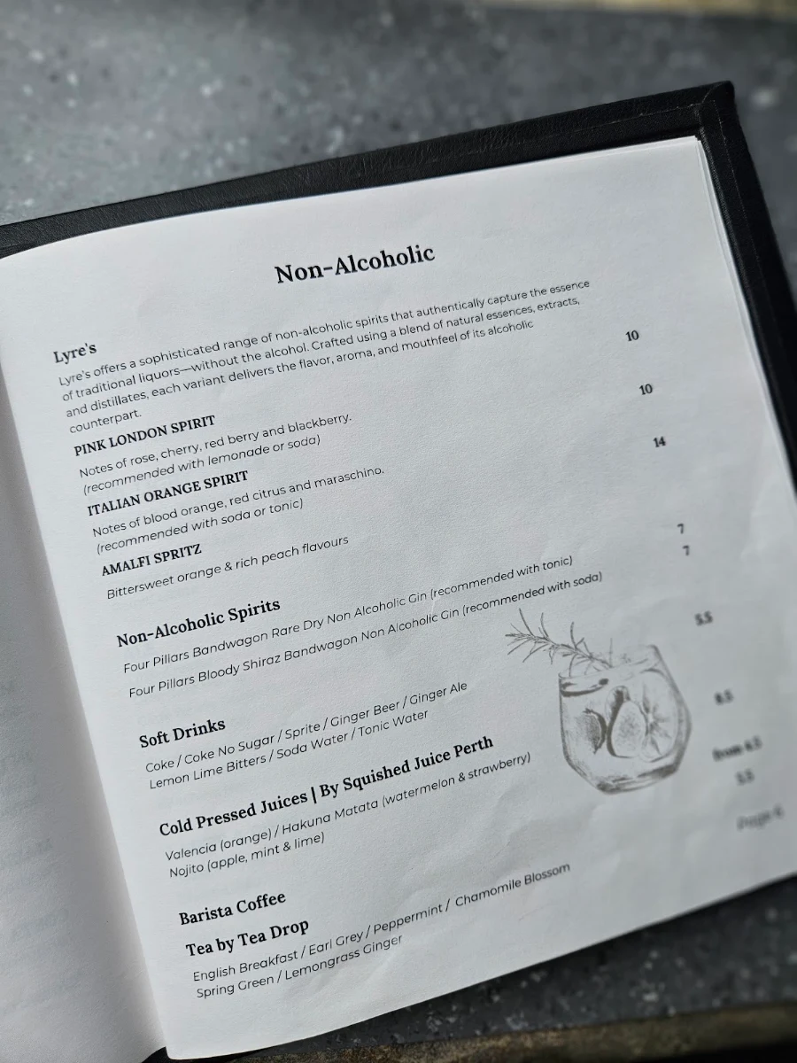 Menu, Fraser's Restaurant