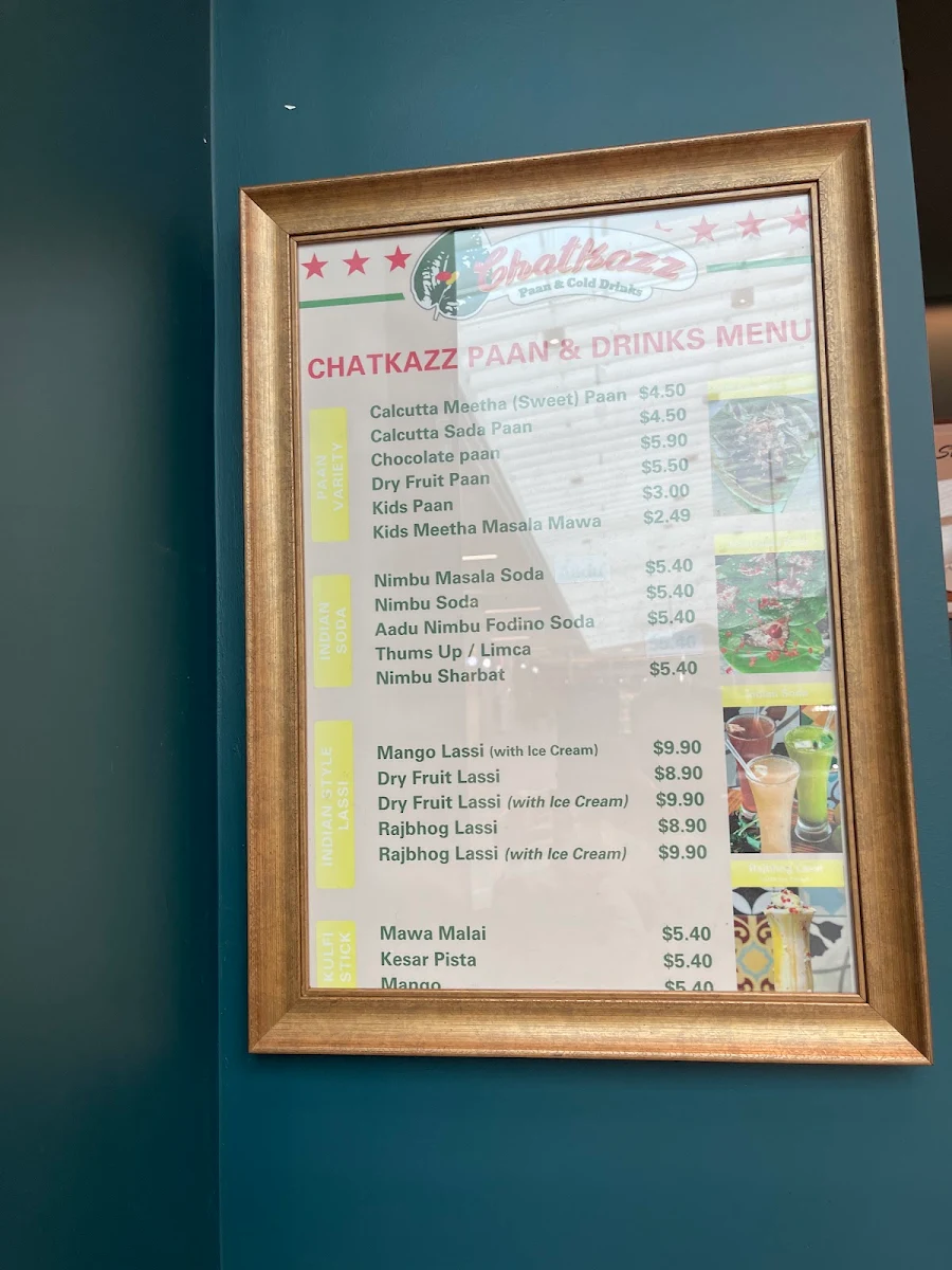 Menu, Chatkazz Canberra