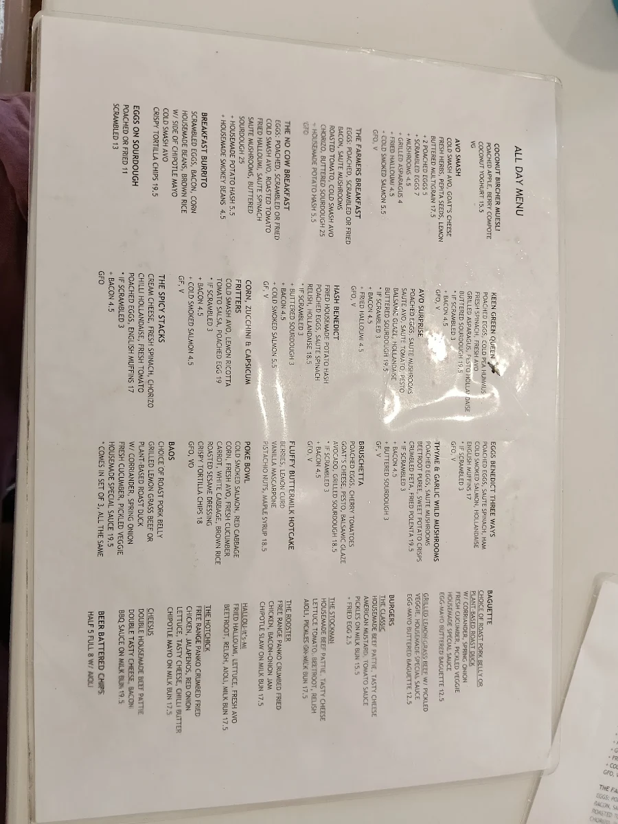 Menu, Two Farm Girls