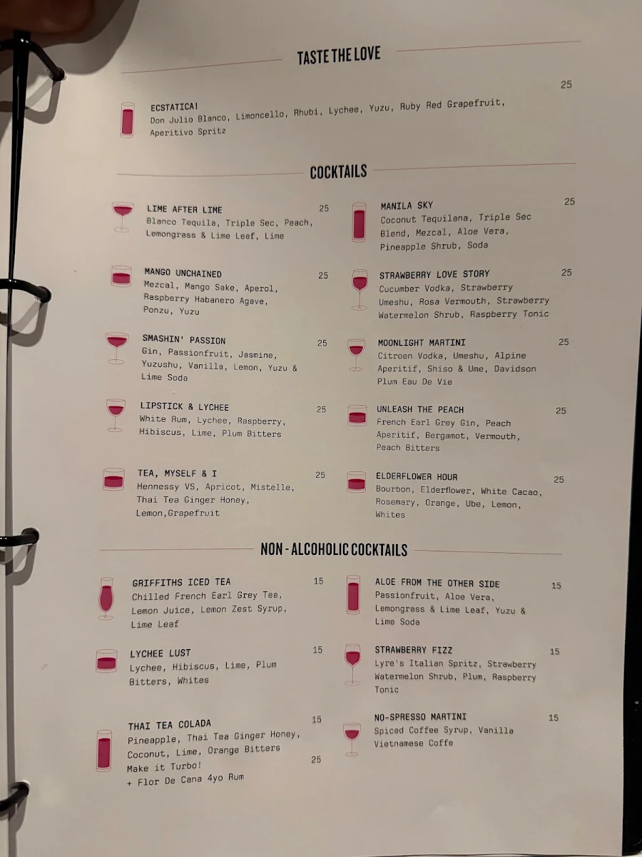 Menu, Chin Chin