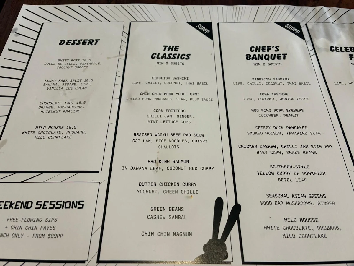 Menu, Chin Chin