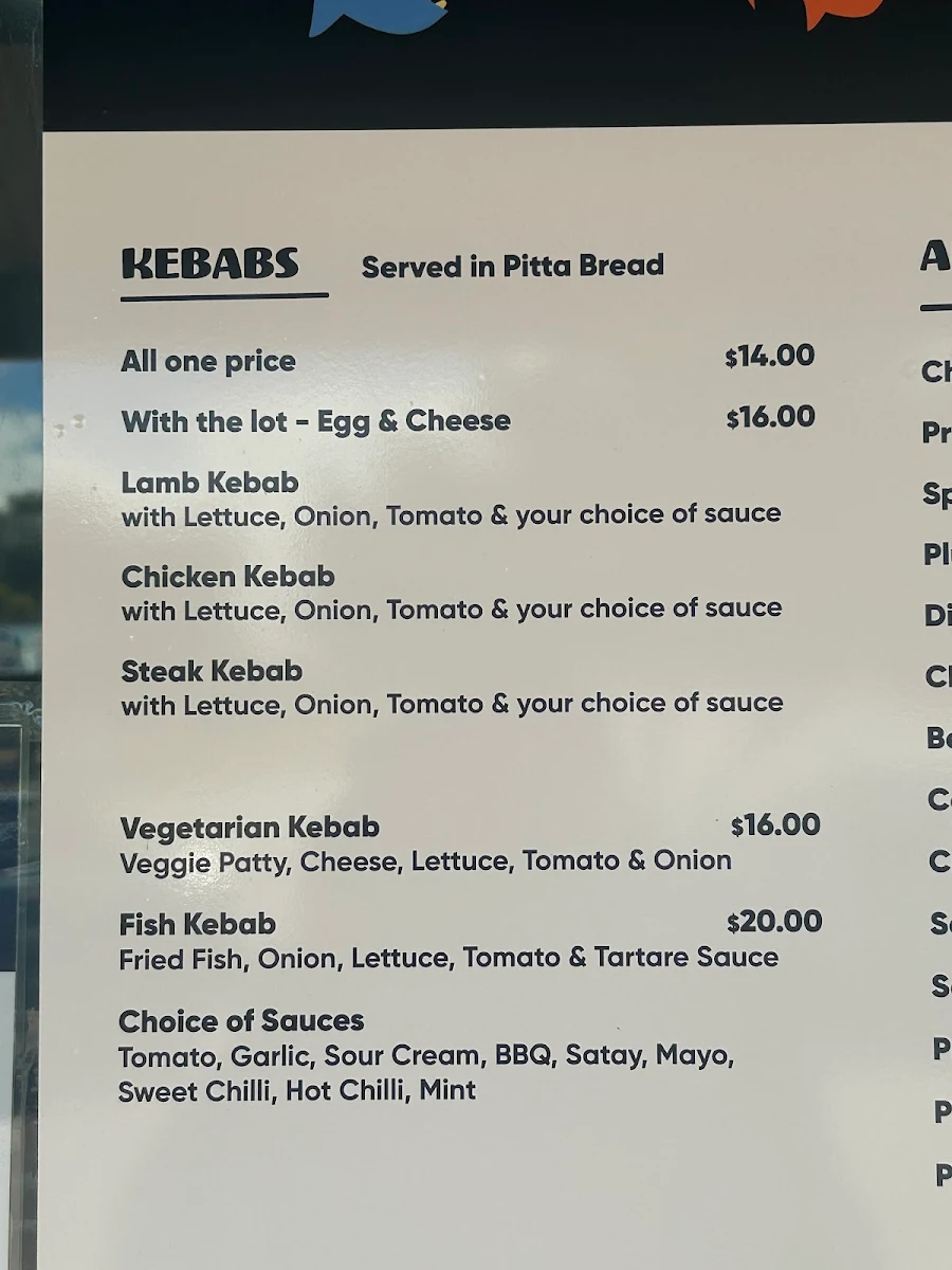 Menu, Cervantes Fish & Chips