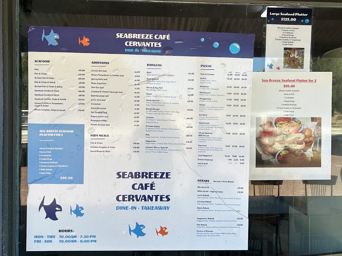 Menu, Cervantes Fish & Chips