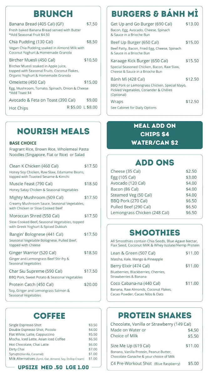 Menu, Nourish Thy Soul