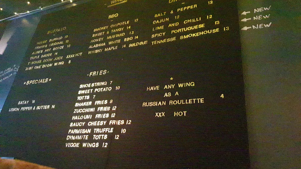Menu, Wings And Tins Darlinghurst