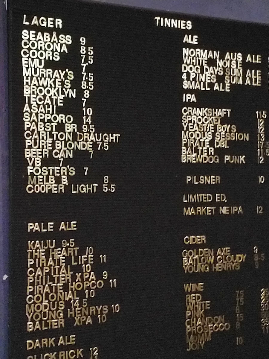 Menu, Wings And Tins Darlinghurst