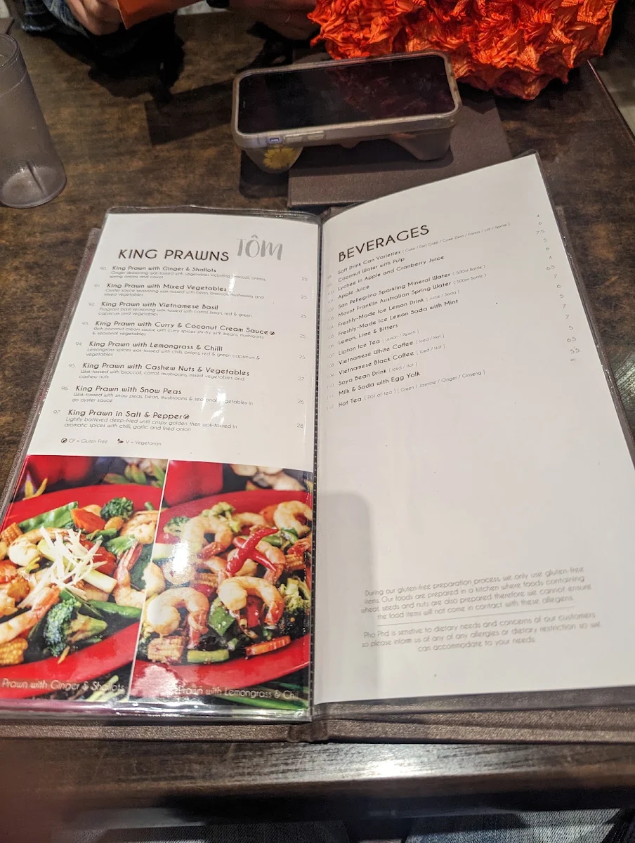 Menu, Pho Phd Vietnamese Restaurant