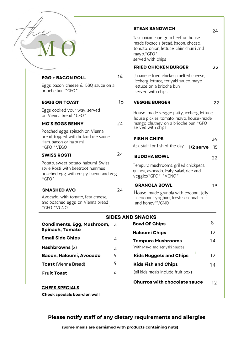 Menu, Touch of the MO