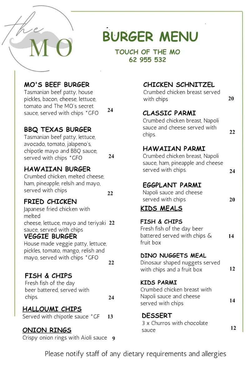 Menu, Touch of the MO