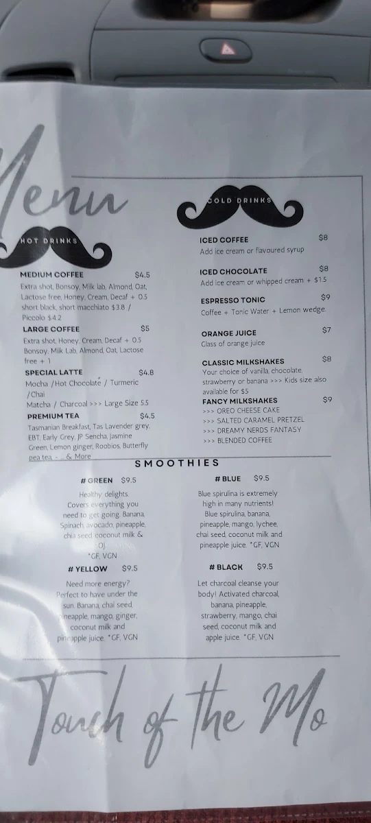 Menu, Touch of the MO