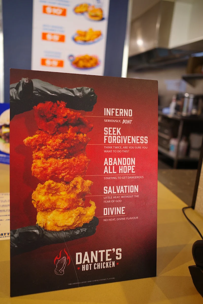 Menu, Dante's Hot Chicken Darlinghurst